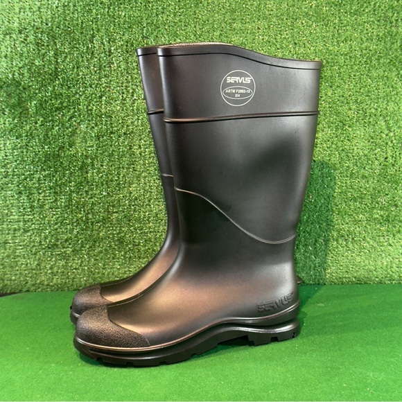 Servus Black Steel Toe Rubber Boots ASTM F2892-18 Men’s Size 8 - Picture 3 of 6
